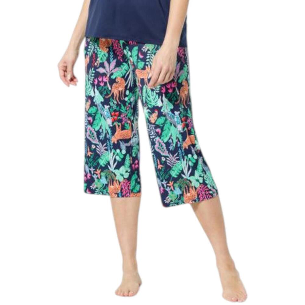 Comfort Code Women's Capri Pant Navy Jungle Cats - Regular